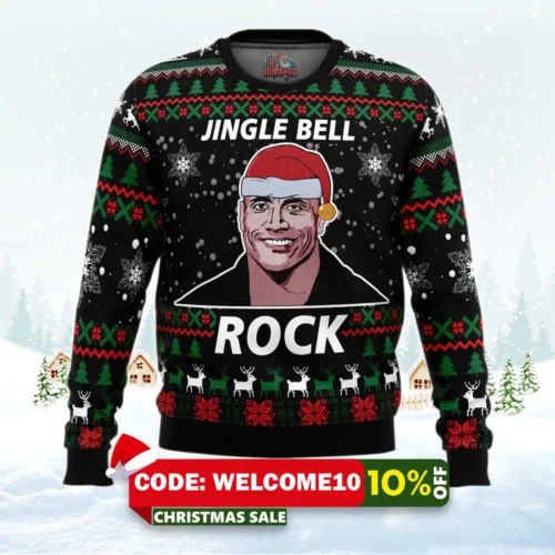 jingle bell rock dwayne johnson ugly christmas sweater 1