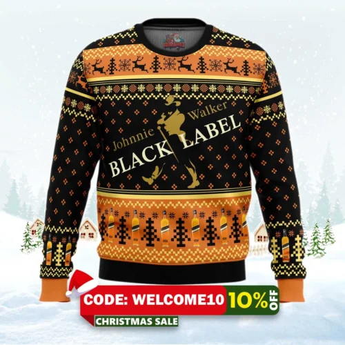 johnnie walker black label ugly christmas sweater 1