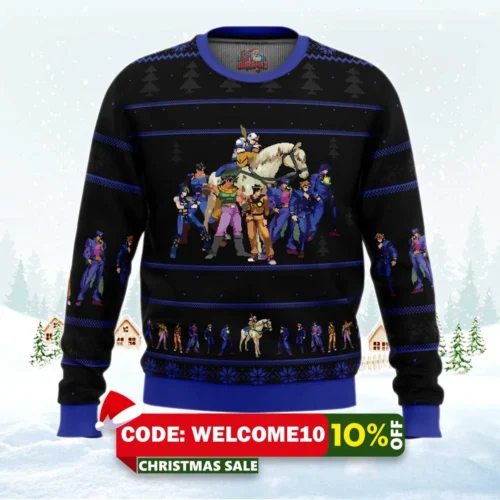 jojo's bizarre adventure generations ugly christmas sweater 1