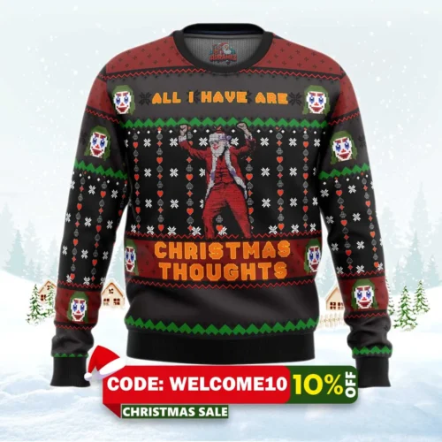 joker xmas thoughts ugly christmas sweater 1
