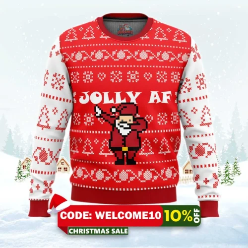 jolly af ugly christmas sweater 1