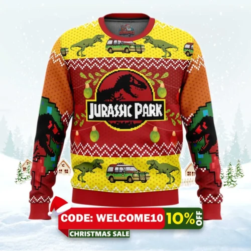 jurassic park ugly christmas sweater 1