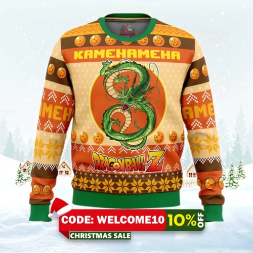 kamehameha dragon ball z ugly christmas sweater 1