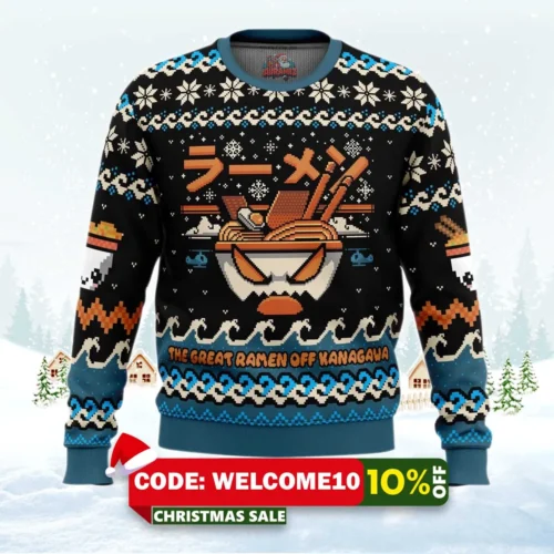 kanagawa ramen ugly christmas sweater 1