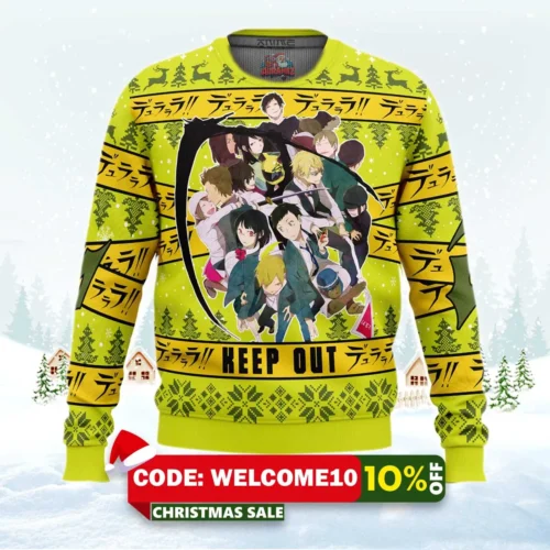 keep out durarara!! ugly christmas sweater 1
