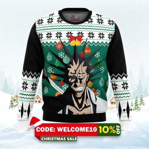 kenpachi zaraki bleach ugly christmas sweater 1