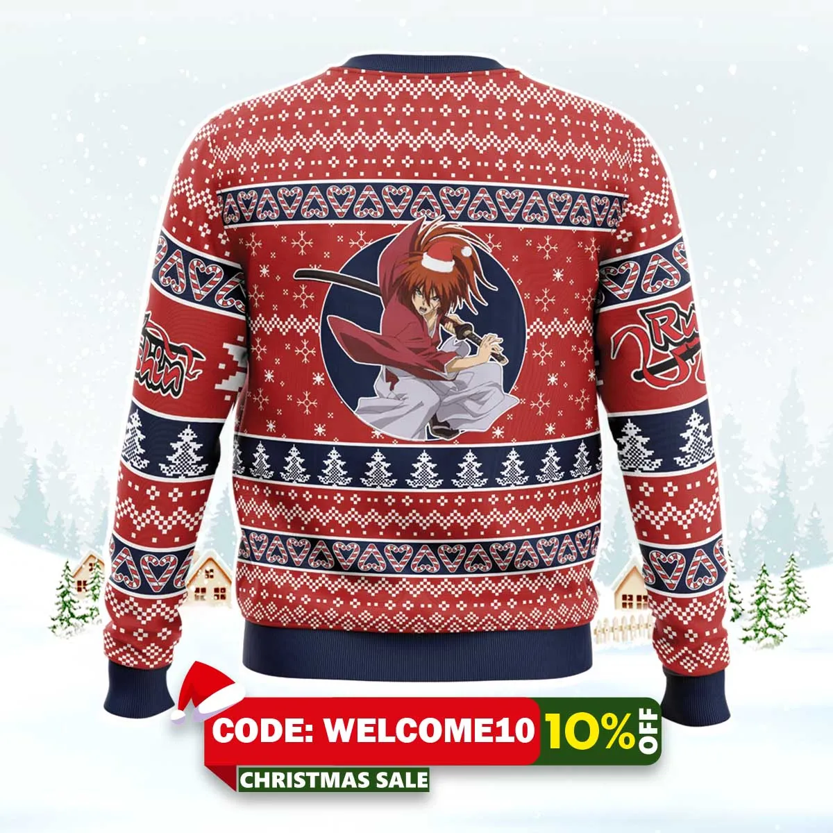 kenshin himura rurouni kenshin samurai x ugly christmas sweater 2 kenshin himura rurouni kenshin samurai x ugly christmas sweater 2