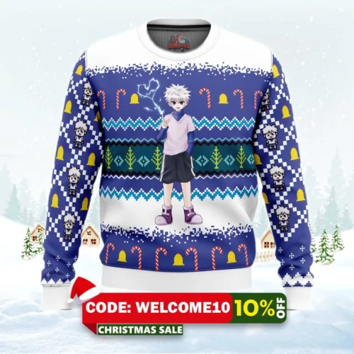 killua zoldyck hunter x hunter ugly christmas sweater 1