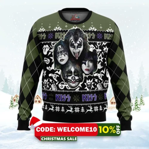 kiss band ugly christmas sweater 1