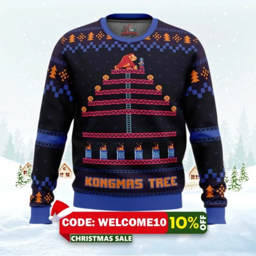 kongmas tree king kong ugly christmas sweater 1