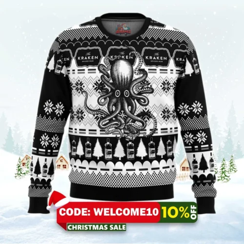 kraken black spiced rum ugly christmas sweater 1