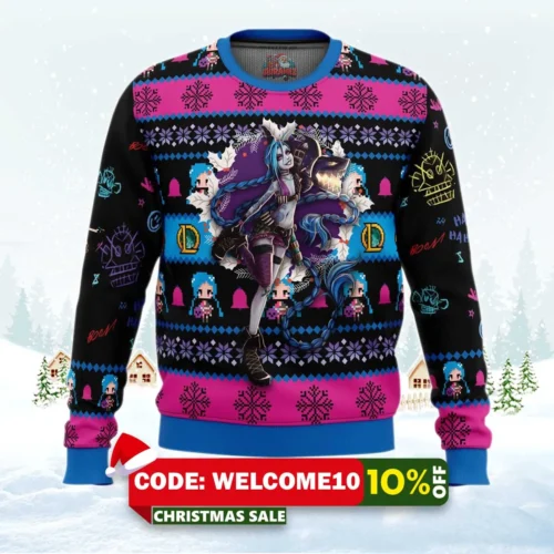 league of legends jinx ugly christmas sweater 1