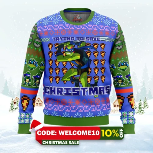 leonardo teenage mutant ninja turtles ugly christmas sweater 1