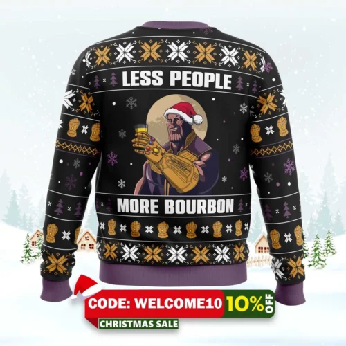 less people more bourbon ugly christmas sweater 2