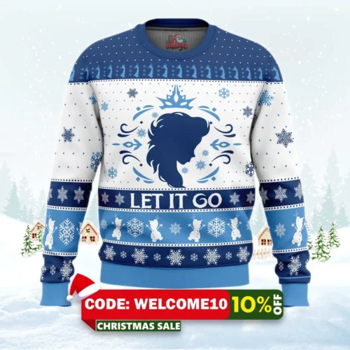 let it go elsa frozen disney ugly christmas sweater 1