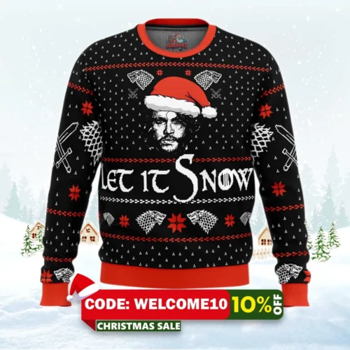 let it snow jon game of thrones ugly christmas sweater 1