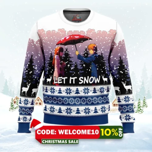let it snow the pet girl of sakurasuo ugly christmas sweater 1