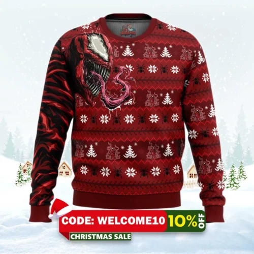 let there be christmas carnage marvel ugly christmas sweater 1
