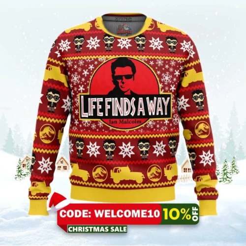 life finds a way jurassic park ugly christmas sweater 1