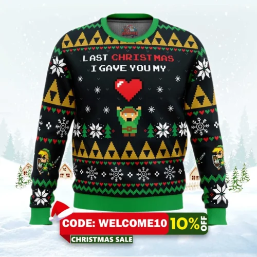 link to my heart legend of zelda ugly christmas sweater 1