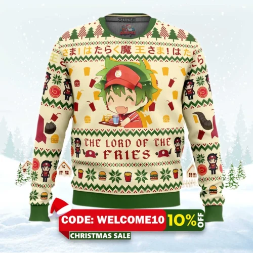 lord of the fries the devil is a part timer ugly christmas sweater 1