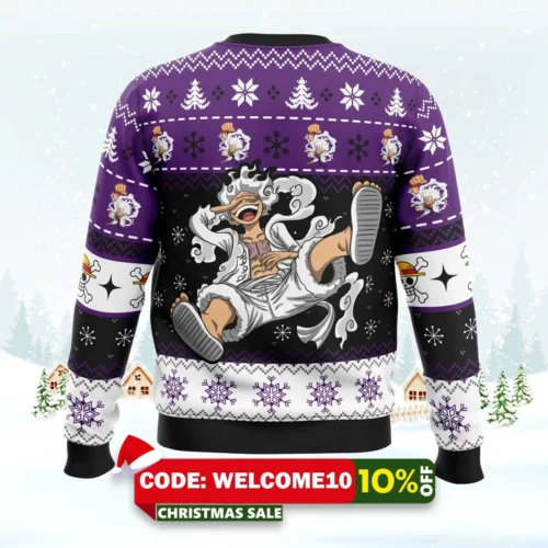 luffy gear 5 sun god nika one piece ugly christmas sweater 2