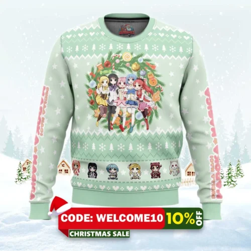 magical girls puella magi madoka magica ugly christmas sweater 1