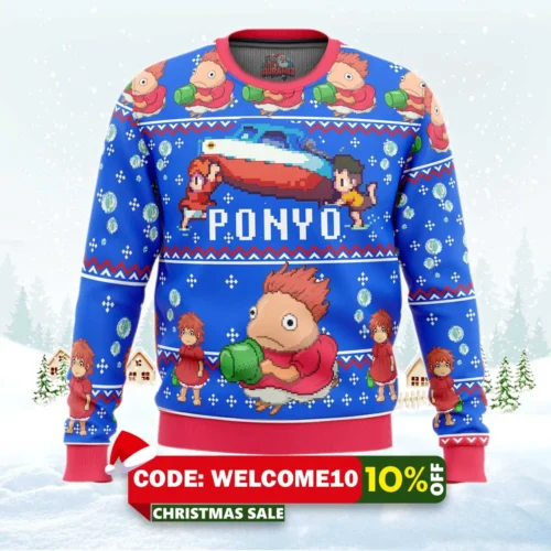 magical ponyo ugly christmas sweater 1