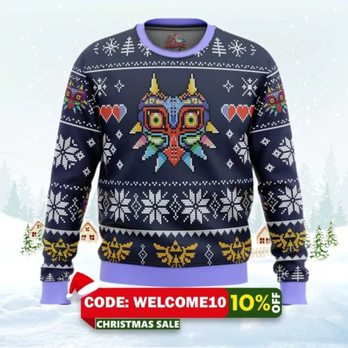 majora's mask legend of zelda ugly christmas sweater 1