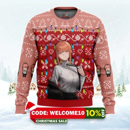 makima chainsaw man ugly christmas sweater 1