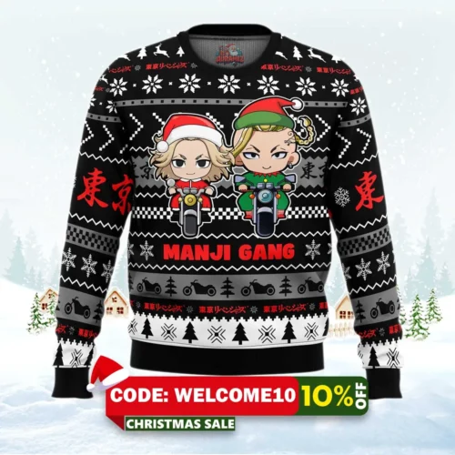 manji gang tokyo revengers ugly christmas sweater 1