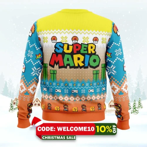 Mario Adventure Ugly Christmas Sweater 1 mario adventure ugly christmas sweater 2