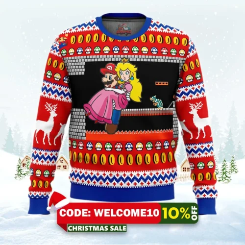 mario bowser's castle ugly christmas sweater 1