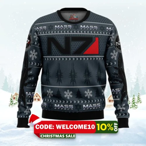 mass effect n7 ugly christmas sweater 1