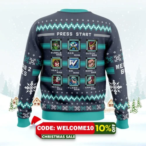 mega man 2 bosses ugly christmas sweater 2