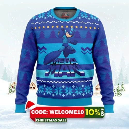 mega man ugly christmas sweater 1