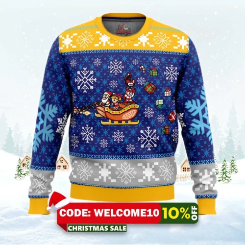 mega merry christmas mega man ugly christmas sweater 1