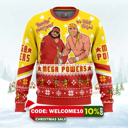 mega powers macho man and hulk hogan ugly christmas sweater 1