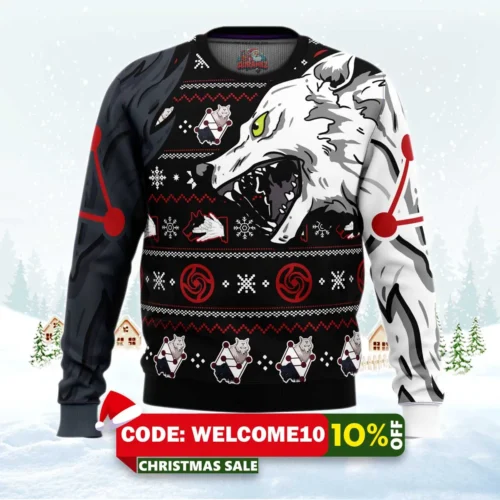 megumi divine dogs jujutsu kaisen ugly christmas sweater 1