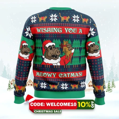 meowy catmas alf ugly christmas sweater 2