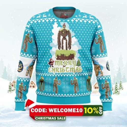 merry christmas castle in the sky ugly christmas sweater 1