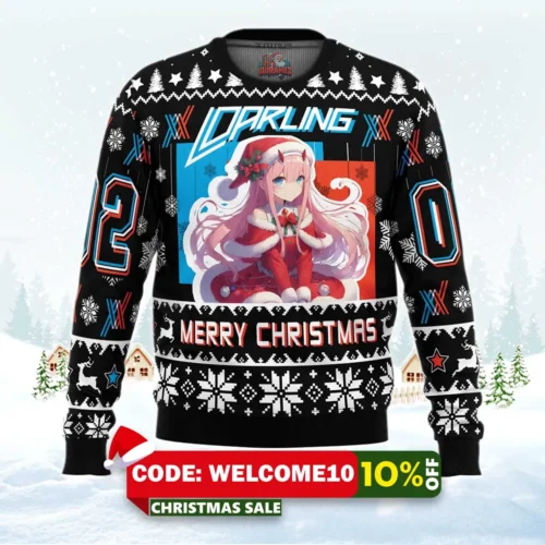 merry christmas darling in the franxx ugly christmas sweater 1