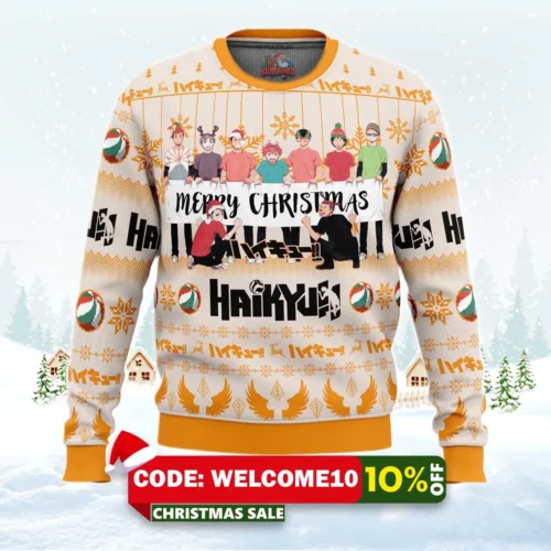 merry christmas karasuno high haikyuu!! ugly christmas sweater 1