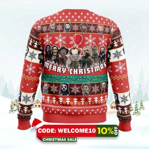 merry christmas nightmares of halloween ugly christmas sweater 2