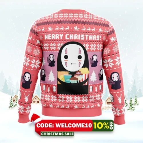 merry christmas no face spirited away ugly christmas sweater 2