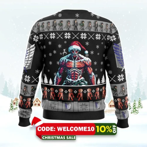 merry colossal christmas attack on titan ugly christmas sweater 2