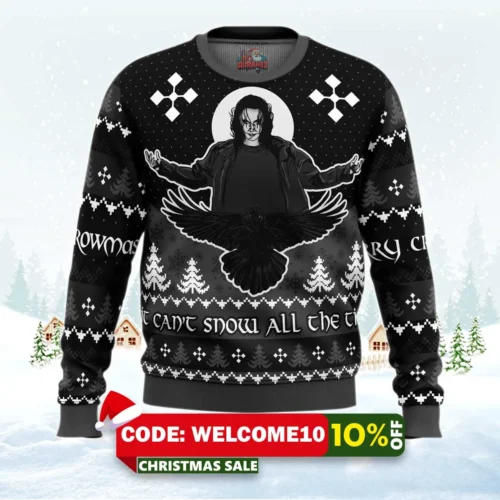 merry crowmas the crow ugly christmas sweater 1