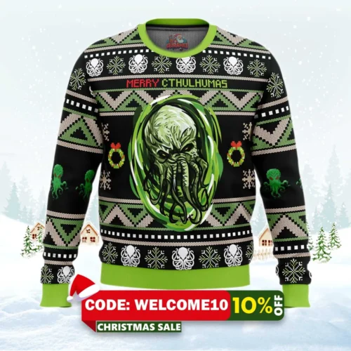 merry cthulhumas cthulhu ugly christmas sweater 1