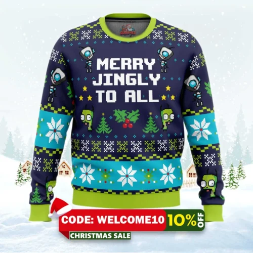 merry jingly invader zim ugly christmas sweater 1