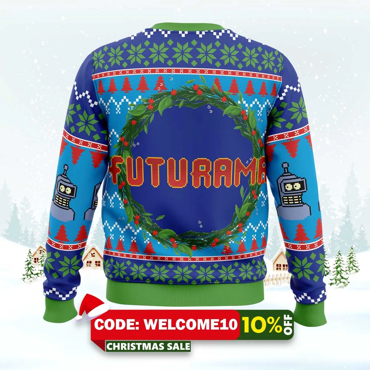 merry kissmyass futurama ugly christmas sweater 2 merry kissmyass futurama ugly christmas sweater 2